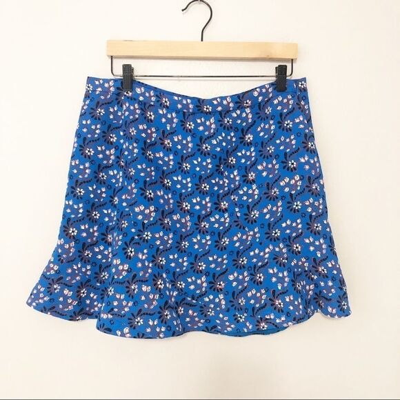J. Crew Flounce skirt blue floral print sz 12 - Picture 4 of 8